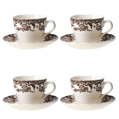 Spode Woodland English Heritage Fine Earthenware Teacup & Saucer - Holiday Drinkware, Serve Coffee or Tea with 7 oz, Dishwasher, Microwave Safe