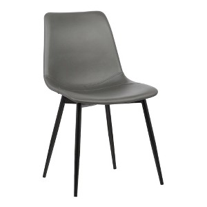 FurniFact,Gray Faux Leather Dining Chair with Black Powder-Coated Metal Legs - 1 of 4