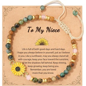 Sunflower Bracelet for Women Symbolizing Positivity Strength and Sunshine, Inspirational Gift with Adjustable Length - 1 of 4