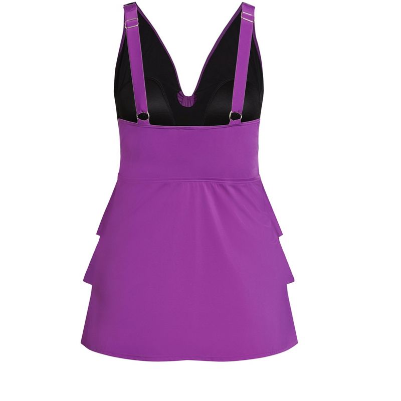 Women's Plus Size Ruffled Tankini Top - bright violet | AVENUE, 5 of 6