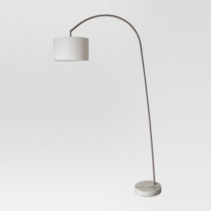 Avenal Shaded Arc with Marble Base Floor Lamp Nickel Lamp Only - Project 62