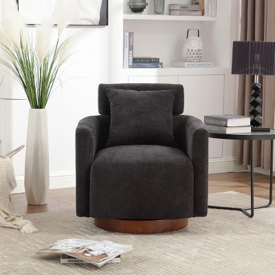 CAVINAS 360 Degree Accent Swivel Chair with Soft Adjustable Backrest Comfy Chair Lounge Chair for Living Room