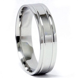 Pompeii3 Double Inlay Wedding Band 950 Platinum - 1 of 4