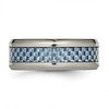 Black Bow Jewelry Men's 8mm Titanium & Light Blue Carbon Fiber Beveled Comfort Fit Band - 3 of 4