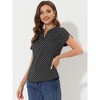 INSPIRE CHIC Women's Polka Dots Print V Neck Short Sleeve Elegant Work Office Tops - 2 of 4
