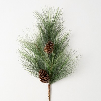 28"H Sullivans Long Pine & Pinecone Spray; Green