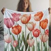 Vintage Tulip Floral Flannel Throw Blanket - Soft, Warm & Cozy For Couch, Bed, Car, Office, Camping | All-Season Gift Idea - 3 of 4