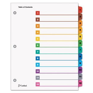 Cardinal Traditional OneStep Index System 12-Tab 1-12 Letter Multicolor 12/Set 61218 - 1 of 2