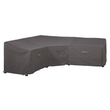 Classic Accessories Ravenna Water-Resistant Patio V-Shaped Sectional Lounge Set Cover, Dark Taupe