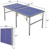 Portable Ping Pong Table,6FT Professional In/Outdoor Table Tennis Tables Game with Net for Adults/Teens,2 Tennis Paddles and 3 Balls- Quick Assembly - 2 of 4