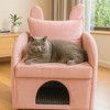 Angel Sar Velvet Pink Bunny-Ear Armchair, Pet-Friendly Chair with Built-in Hideaway, Plush Dual-Use Sofa with Side Pocket, 27.4x25.2x37.4 Inch - 3 of 4