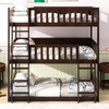 TiramisuBest Twin Size Triple Rubber Wood Bunk Bed with Ladders & Guardrails, Detachable Twin over Twin over Twin, Natural - 2 of 4