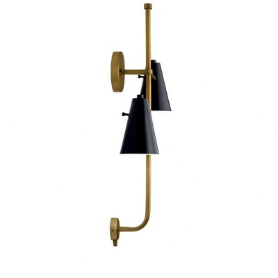 Sylvia Black and Brass 2-Light Wall Sconce