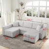 106" U-Shaped 5-Seater Modular Sofa with Storage Ottoman,Light Gray Removable Covers and Soft Foam for Living Room-Baofuwish - 4 of 4