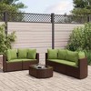 vidaXL Patio Sofa Set with Cushions Lounge Setting Outdoor 9 Piece Poly Rattan - Brown and Green - 2 of 4