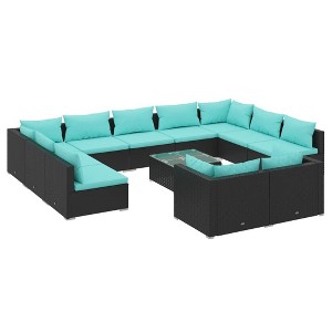 vidaXL Garden Lounge Set Black PE rattan Large Modular - 1 of 4