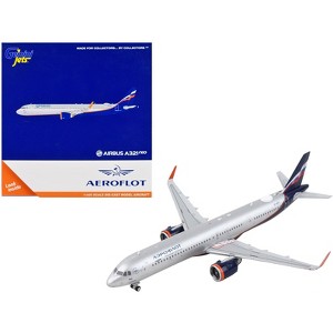 Airbus A321neo Commercial Aircraft "Aeroflot" Silver Metallic with Dark Blue Tail 1/400 Diecast Model Airplane by GeminiJets - 1 of 3
