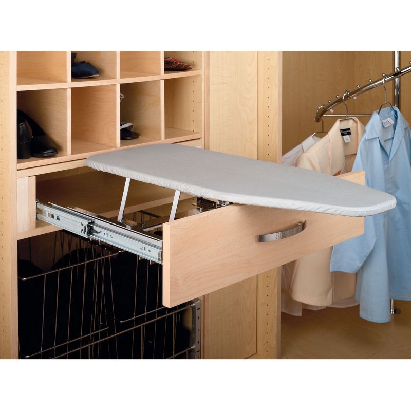 Rev-A-Shelf Pull-Out Stowaway Closet or Drawer Ironing Board w/Ball-Bearing Slides, Retractable, Foldable, and Adjustable, Gray, CIB-16CR, 6 of 8