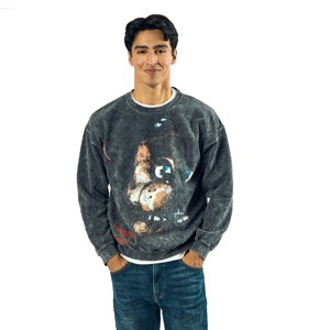 Five Nights At Freddy's Distressed Freddy Face In Shadows Adult UNisex Mineral Washed Crew Neck Long Sleeve Sweatshirt - 1 of 3