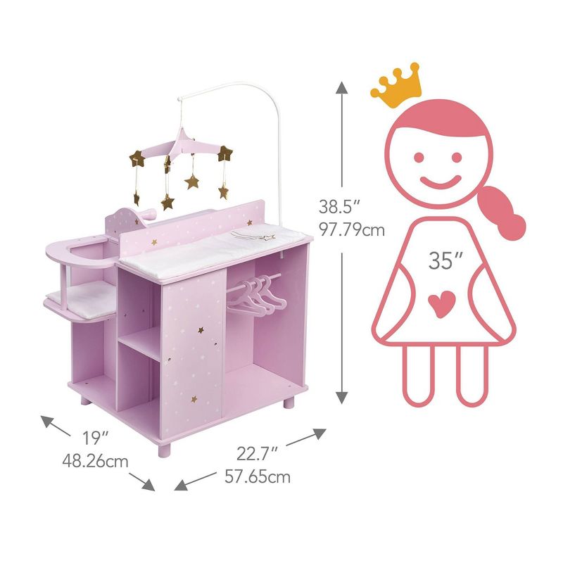 Olivia&#39;s Little World Twinkle Stars Princess Doll Changing Station Lilac/White, 5 of 9