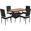 Tangkula 5PCS Outdoor Rattan Wicker Dining Set Acacia Wood Table & 4 Chairs with Cushions - 4 of 4