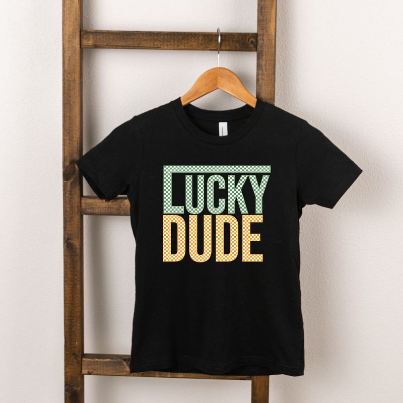 The Juniper Shop Block Checkered Lucky Dude Youth Short Sleeve Tee, 1 of 3