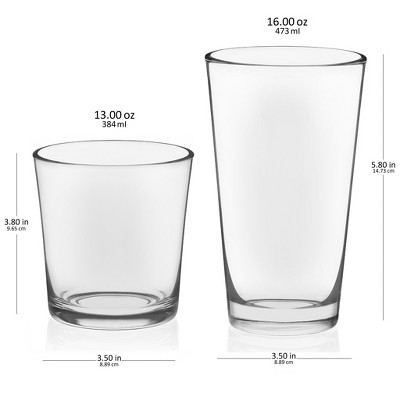 Preston Clear Glass 16-Piece Tumbler and Rocks Set
