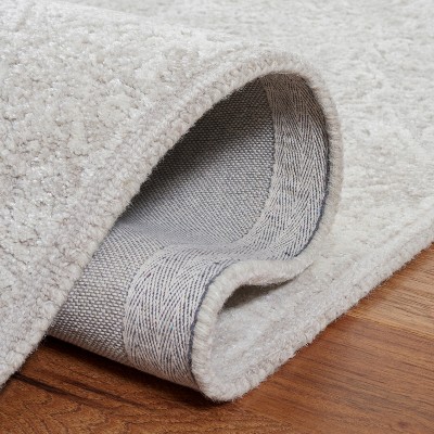Light Gray Tufted Wool Silk Square Rug