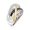 Ross-Simons 0.50 ct. t.w. Black and White Diamond Highway Ring in Sterling Silver and 14kt Yellow Gold - 3 of 4