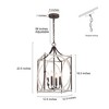 LNC Ribbon 4-Light 12.5" Farmhouse  Square Small Chandelier, Rustic Bronze and Distressed Grayish White - 3 of 4