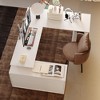 Famapy Liftable Writing Desk Computer Desk Right Angle Desktop Large Desktop One-piece Hollow Out Shelf White - 2 of 4