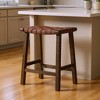 HomeRoots 26" Brown Faux Leather and Solid Wood Backless Counter Height Bar Chair - 2 of 4