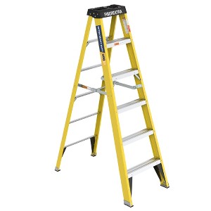 Gulches Fiberglass Step Ladder 6-Step 300LBS Yellow - 1 of 4