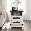 COZONY Farmhouse Nightstand with Charging Station, Drawers, Open Cubby Storage, Bedside Table for Bedroom Living Room - 2 of 4