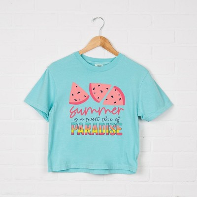 Simply Sage Market Women's Summer Is A Sweet Slice Of Paradise Short Sleeve Relaxed Fit Cropped Tee