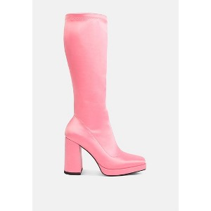 PRESTO Pink Stretchable Satin Long Boot - 1 of 4
