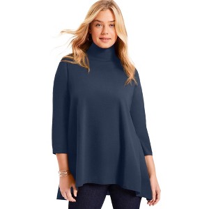 June + Vie by Roaman's Women's Plus Size One+Only Mock-Neck Tunic - 1 of 4
