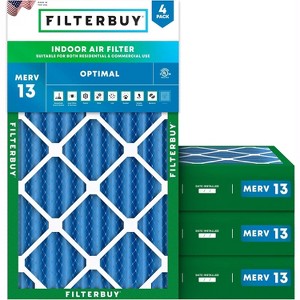 Filterbuy 16x24x4 Air Filter (4-Pack), Pleated MERV 13 Health Defense Replacement HVAC AC Furnace Filters (Actual Size: 15.38 x 23.38 x 3.63) - 1 of 4