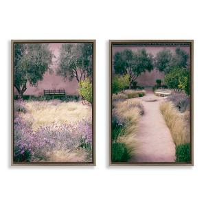 Stupell Industries Natural Paradise Garden Benches 2pc Floating Frame Art Set - 1 of 4