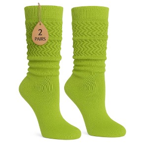 2 Pairs Women's Slouchy Scrunch Knee-High Boot Socks for Casual Wear and Comfort - 1 of 4