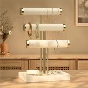 3-Tier Beige Velvet Bracelet Holder - Detachable T-Bar Display for Jewelry & Watches - 3 of 4