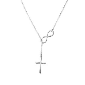 Hollywood Sensation Silver Infinity Cross Necklace - 1 of 2
