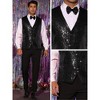 INSPIRE CHIC Men's V-Neck Disco Party Shiny Sequins Waistcoat with Bowtie - 4 of 4