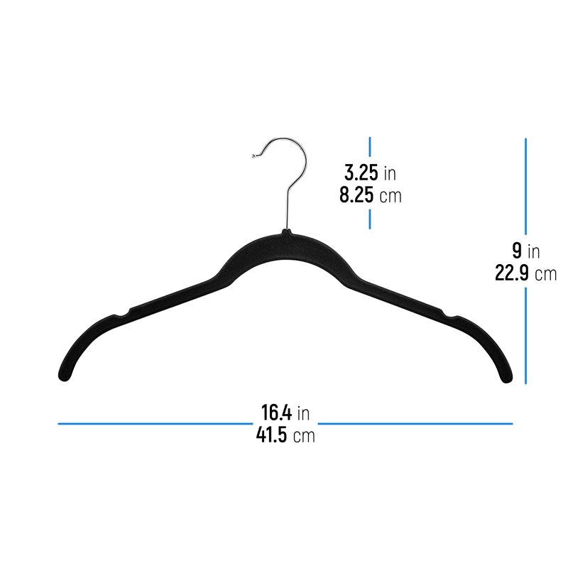 OSTO 50 Pack Premium Velvet Shirt Hangers, Non-Slip Standard Hangers with Notches, Thin/Space Saving 360 Degree Stainless Steel Hook, 4 of 5