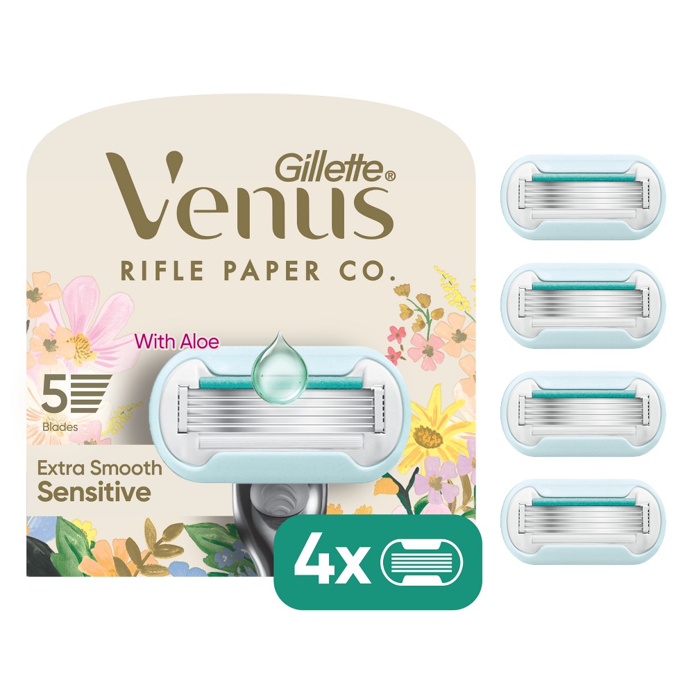 Photos - Razor / Razor Blade Venus Rifle Paper Co. +  Deluxe Smooth Sensitive Razor Blade Refills - 4ct 