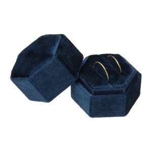 Unique Bargains Velvet Vintage Ring Display 2 Slot Hexagon Jewelry Storage Box - 1 of 4