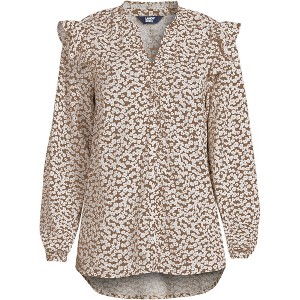 Lands' End Women's Cotton Voille Ruffle Front Blouse - 1 of 3