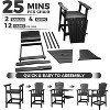 Outdoor Bar Height Adirondack Chairs with Connected Tray, Balcony Chairs, for Deck, Backyard, Outdoor Weather Resistant 2 Piece Set - 2 of 4