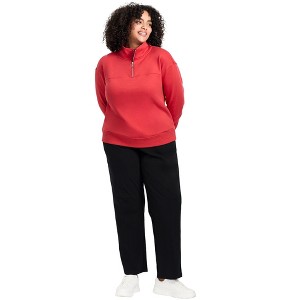 Avenue Women's Plus Size Piper Half Zip Sweat Top - 1 of 4