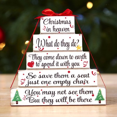 Lakeside Christmas in Heaven Tabletop Plaque - Block Sign with Sentiment